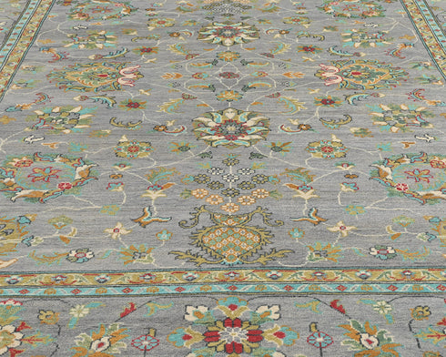 8x10 Gray Kuba Afghan Hand Knotted Wool Area Rug